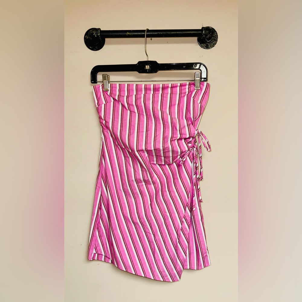 Wild Fable Pink and White Strapless Dress